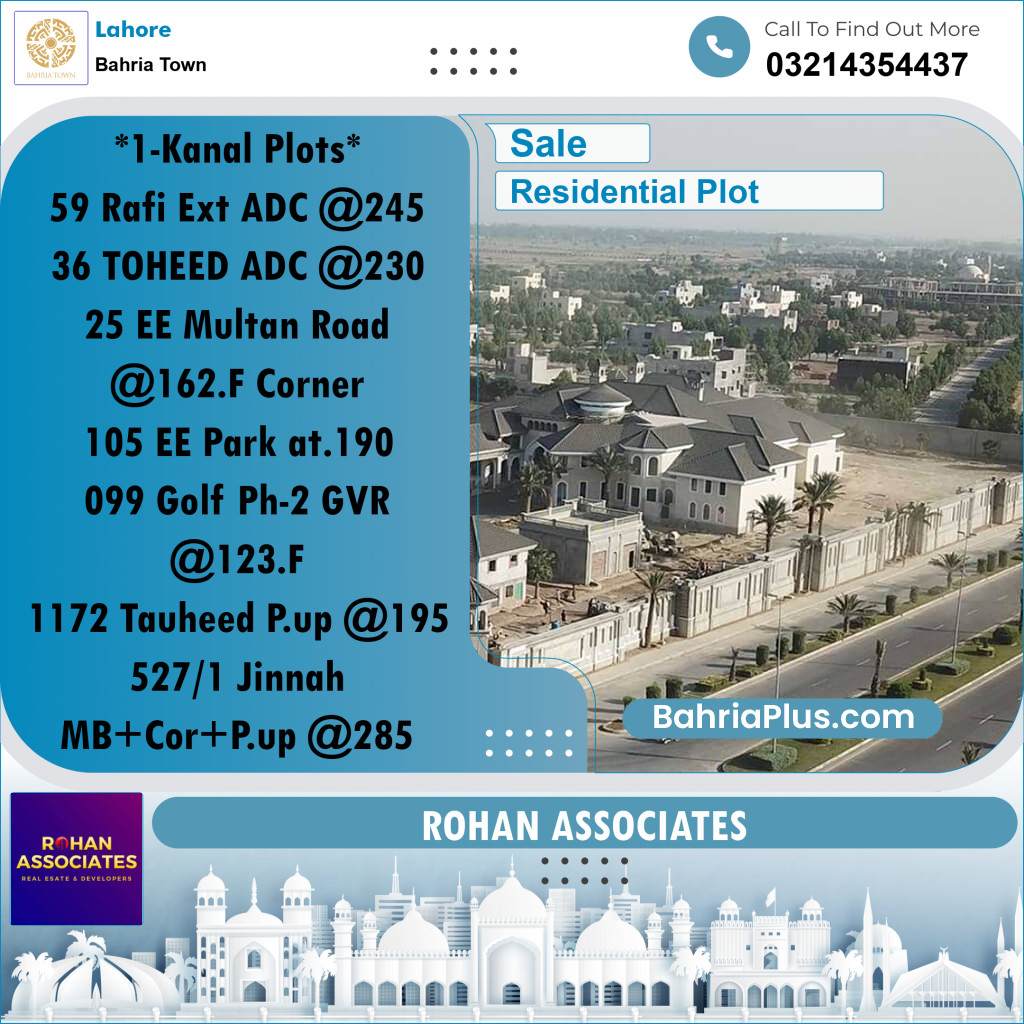 Residential Plot for Sale in Sector E - Rafi Ext. Block -  Bahria Town, Lahore - (BP-156992)