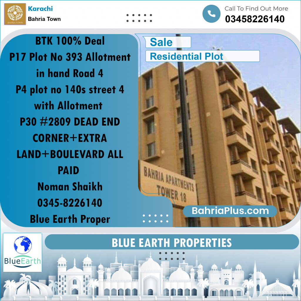 Residential Plot for Sale in Precinct 17 -  Bahria Town, Karachi - (BP-157028)