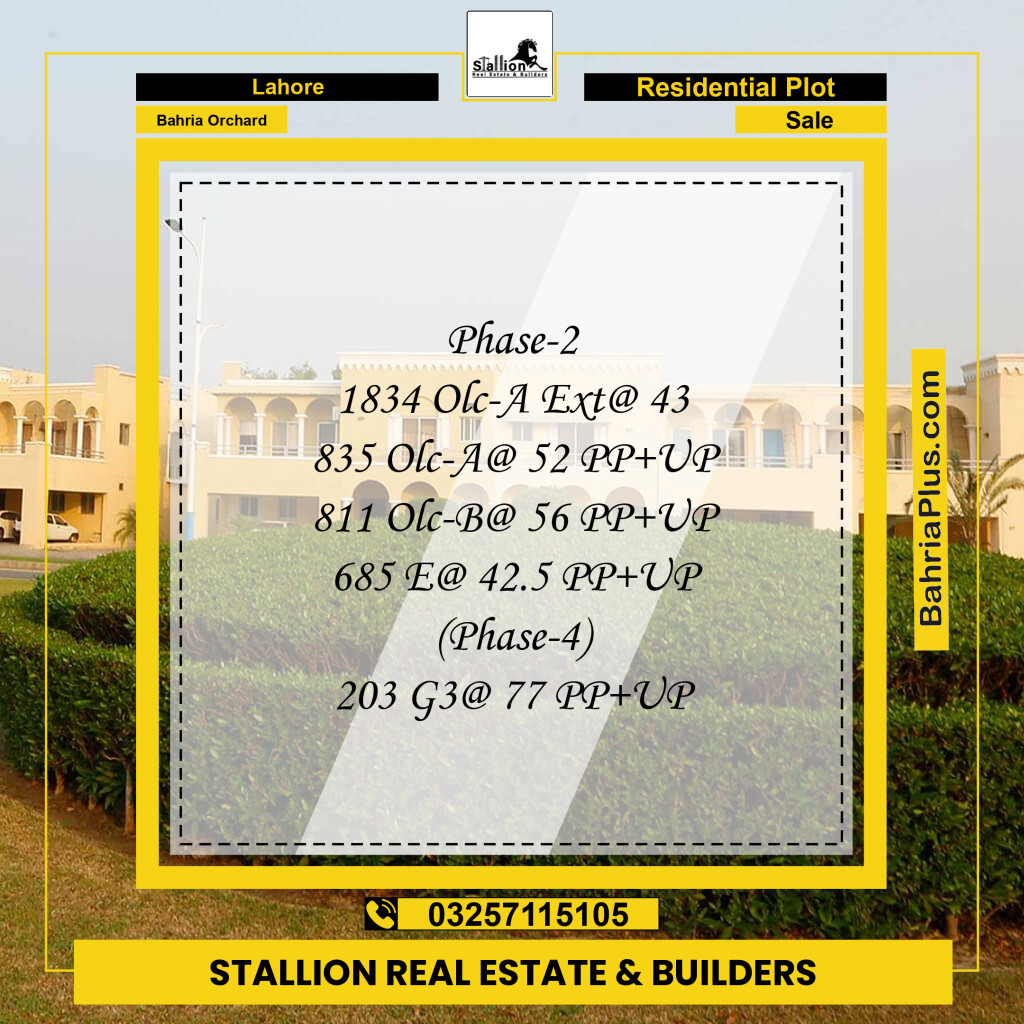 Residential Plot for Sale in Bahria Orchard, Lahore - (BP-157063)