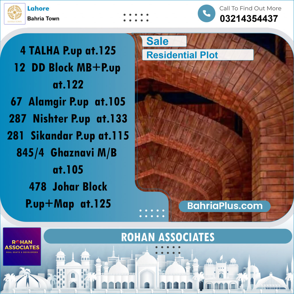 Residential Plot for Sale in Sector F - Talha Block -  Bahria Town, Lahore - (BP-157090)