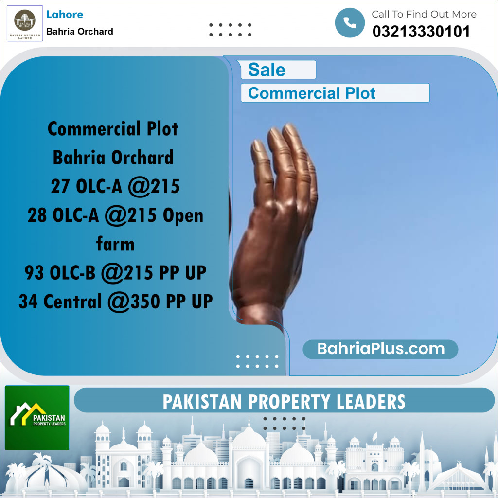 Commercial Plot for Sale in OLC-A Block -  Bahria Orchard, Lahore - (BP-157123)