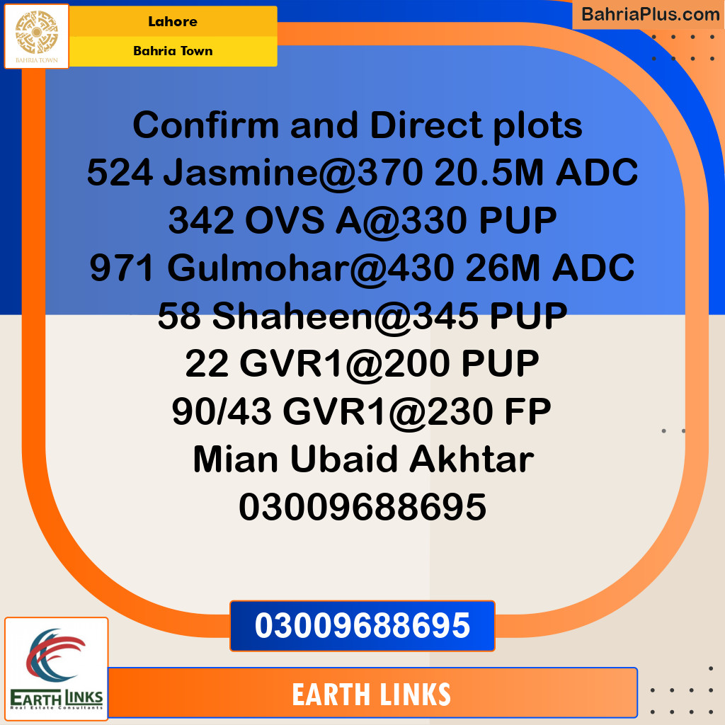 Residential Plot for Sale in Sector C - Jasmine Block -  Bahria Town, Lahore - (BP-157133)