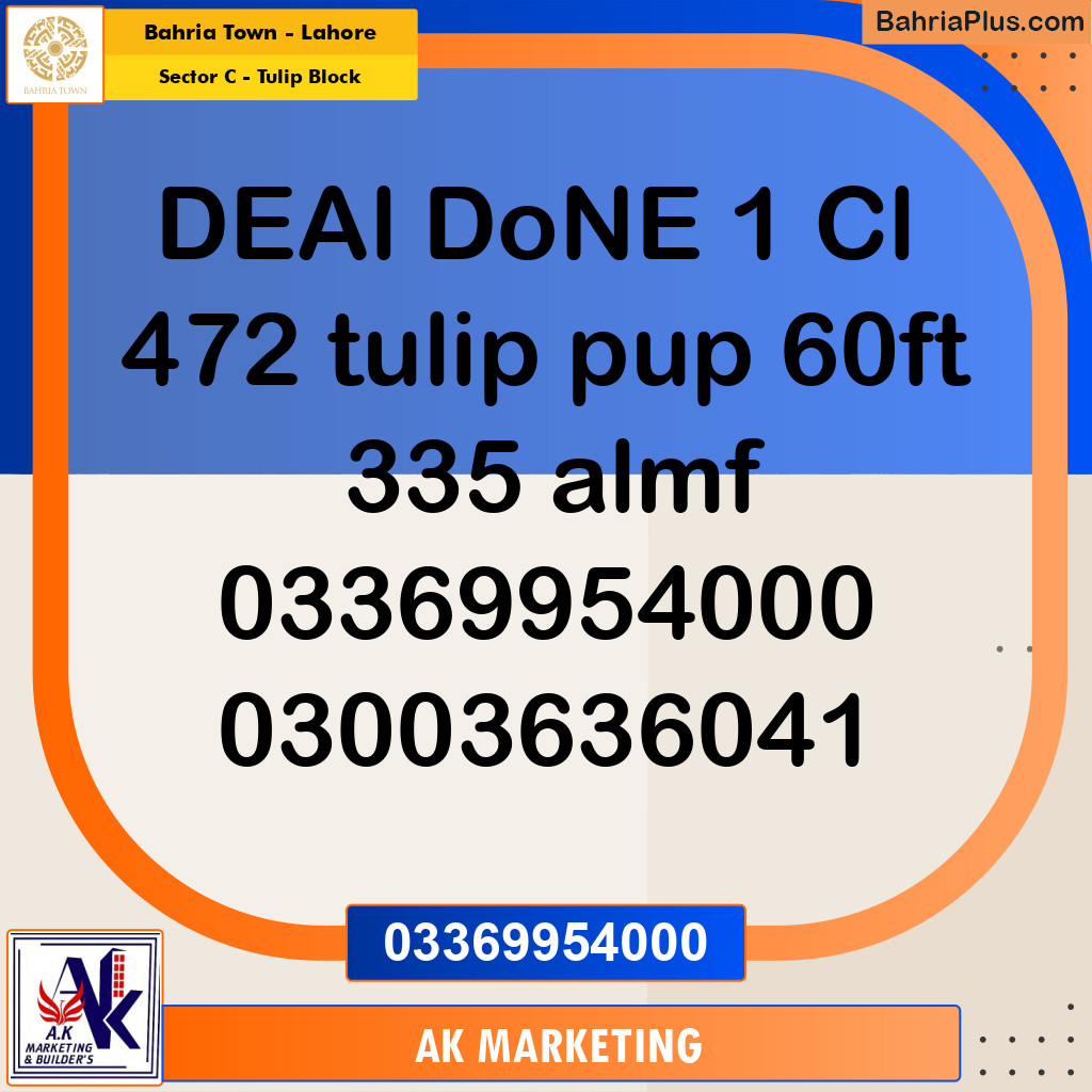 Residential Plot for Sale in Sector C - Tulip Block -  Bahria Town, Lahore - (BP-157136)