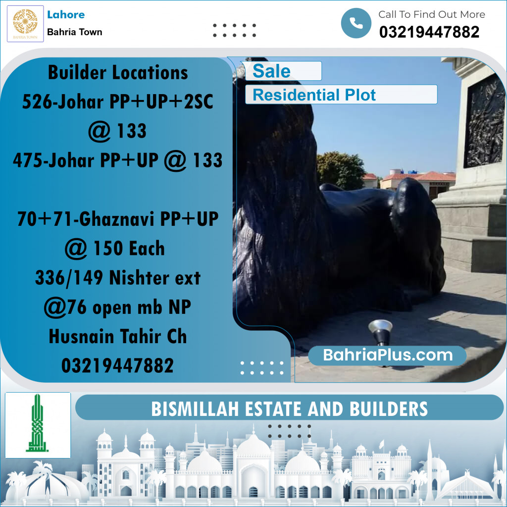 Residential Plot for Sale in Sector E - Johar Block -  Bahria Town, Lahore - (BP-157170)