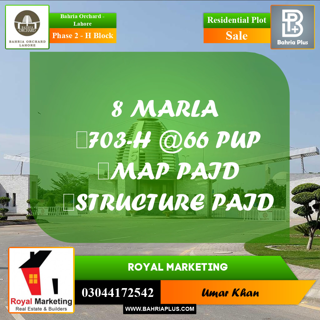 Residential Plot for Sale in Phase 2 - H Block -  Bahria Orchard, Lahore - (BP-157174)