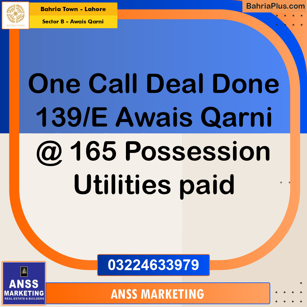 Residential Plot for Sale in Sector B - Awais Qarni -  Bahria Town, Lahore - (BP-157194)