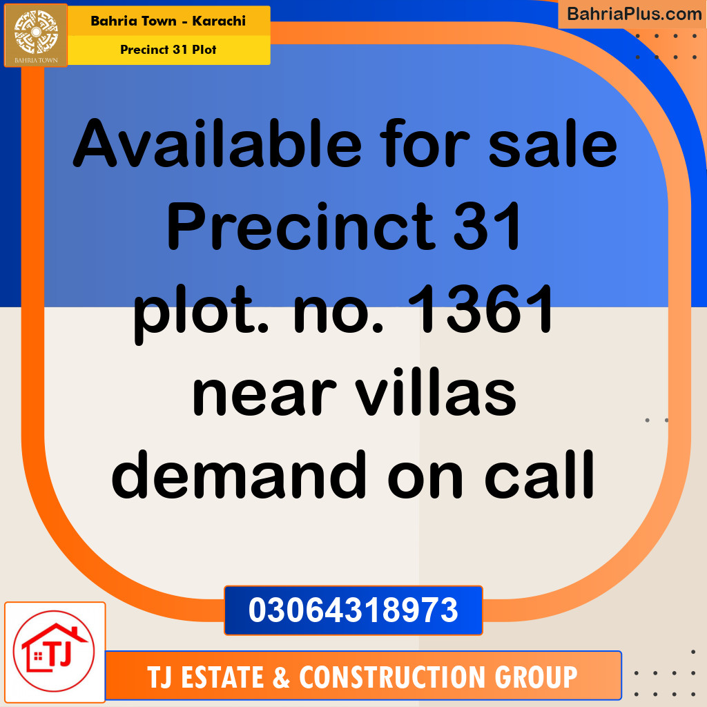 Residential Plot for Sale in Precinct 31 Plot -  Bahria Town, Karachi - (BP-157262)