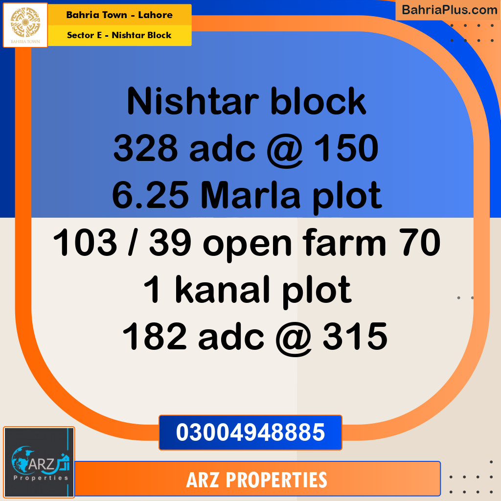 Residential Plot for Sale in Sector E - Nishtar Block -  Bahria Town, Lahore - (BP-157264)