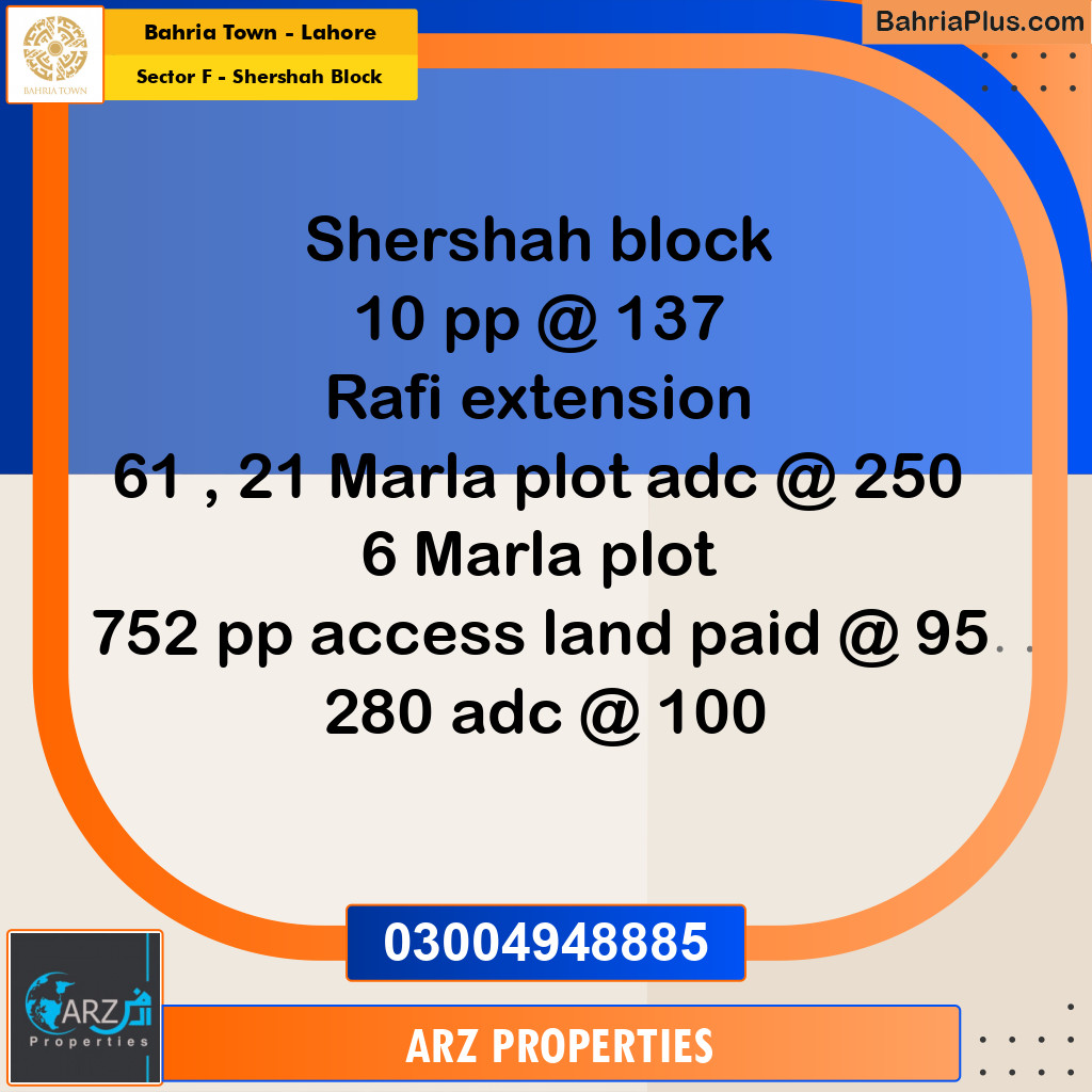 Residential Plot for Sale in Sector F - Shershah Block -  Bahria Town, Lahore - (BP-157266)