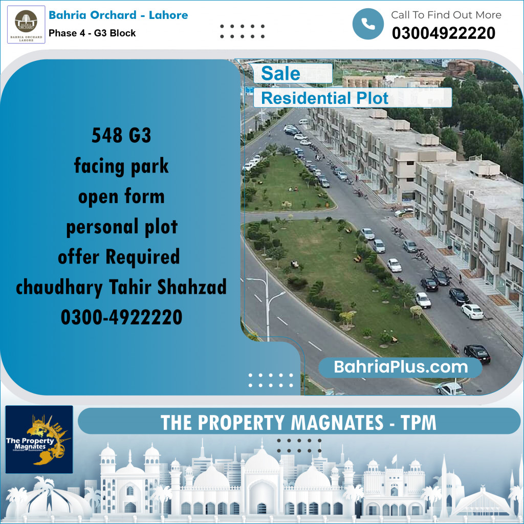 Residential Plot for Sale in Phase 4 - G3 Block -  Bahria Orchard, Lahore - (BP-157330)