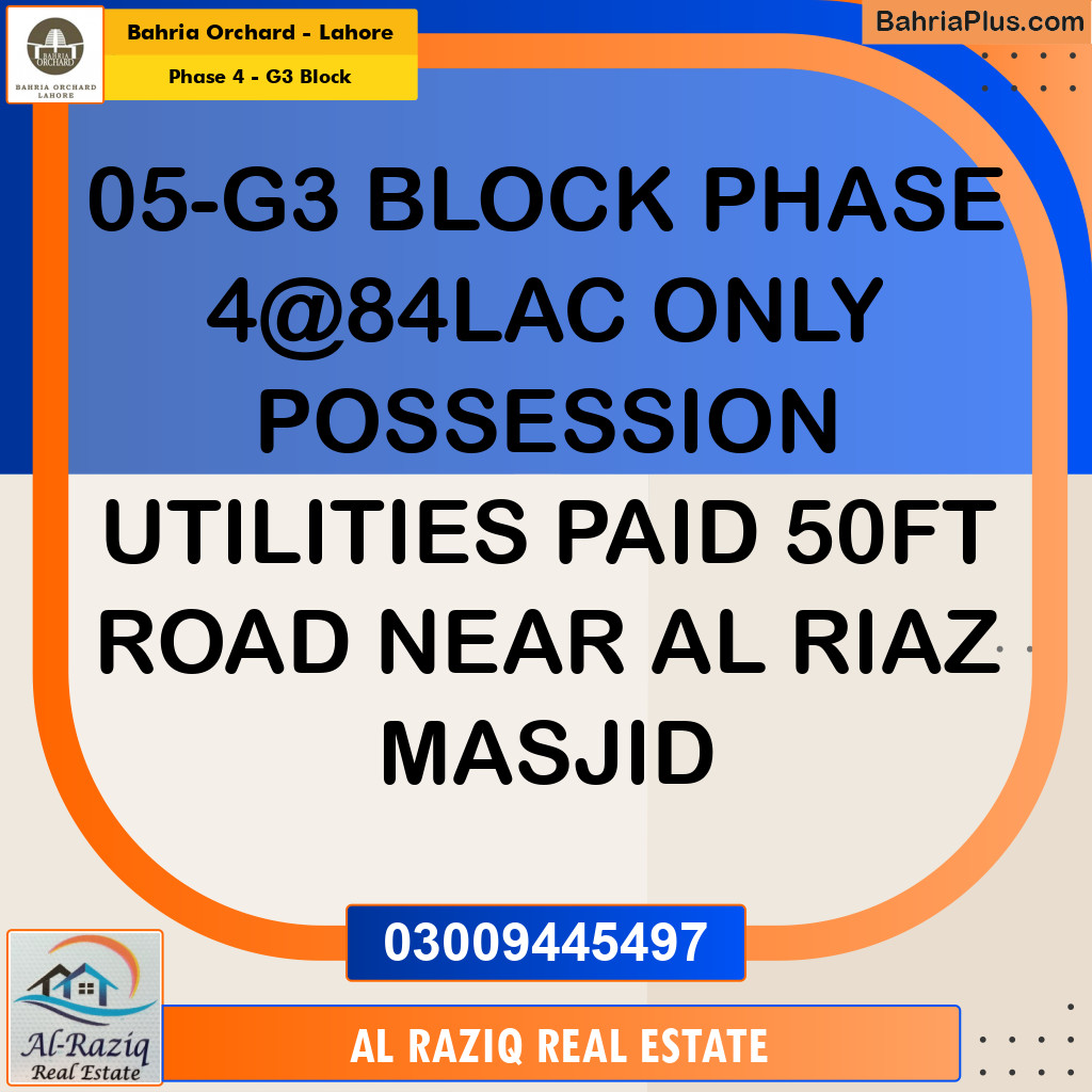 Residential Plot for Sale in Phase 4 - G3 Block -  Bahria Orchard, Lahore - (BP-157363)