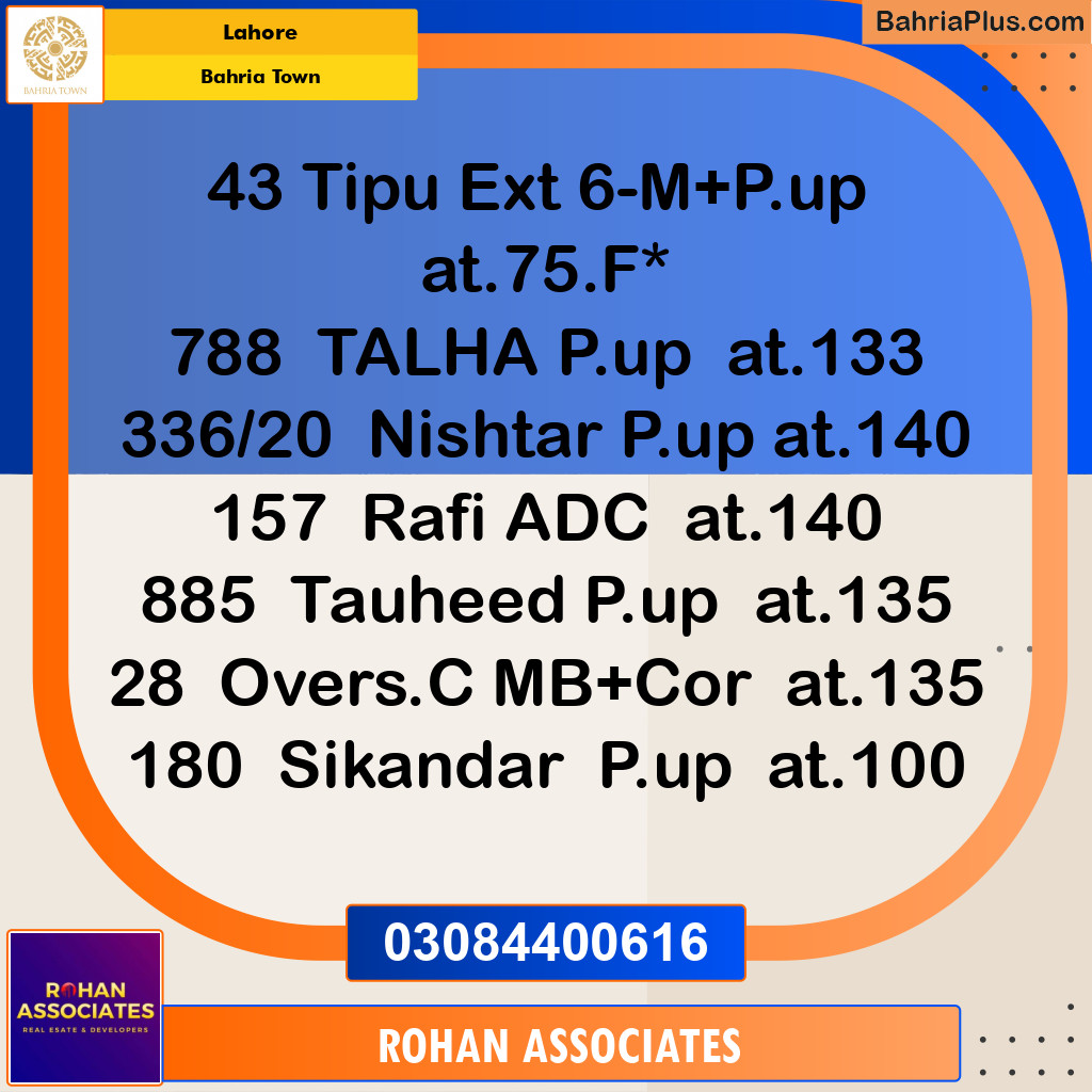 Residential Plot for Sale in Sector F - Tipu Sultan Ext. -  Bahria Town, Lahore - (BP-157377)