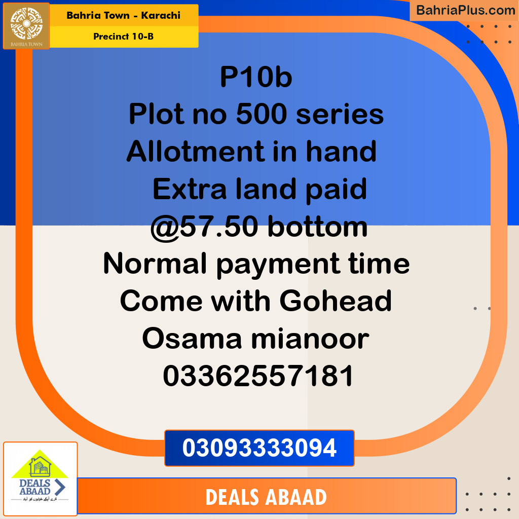 125 Sq. Yards Residential Plot for Sale in Precinct 10-B -  Bahria Town, Karachi - (BP-157387)