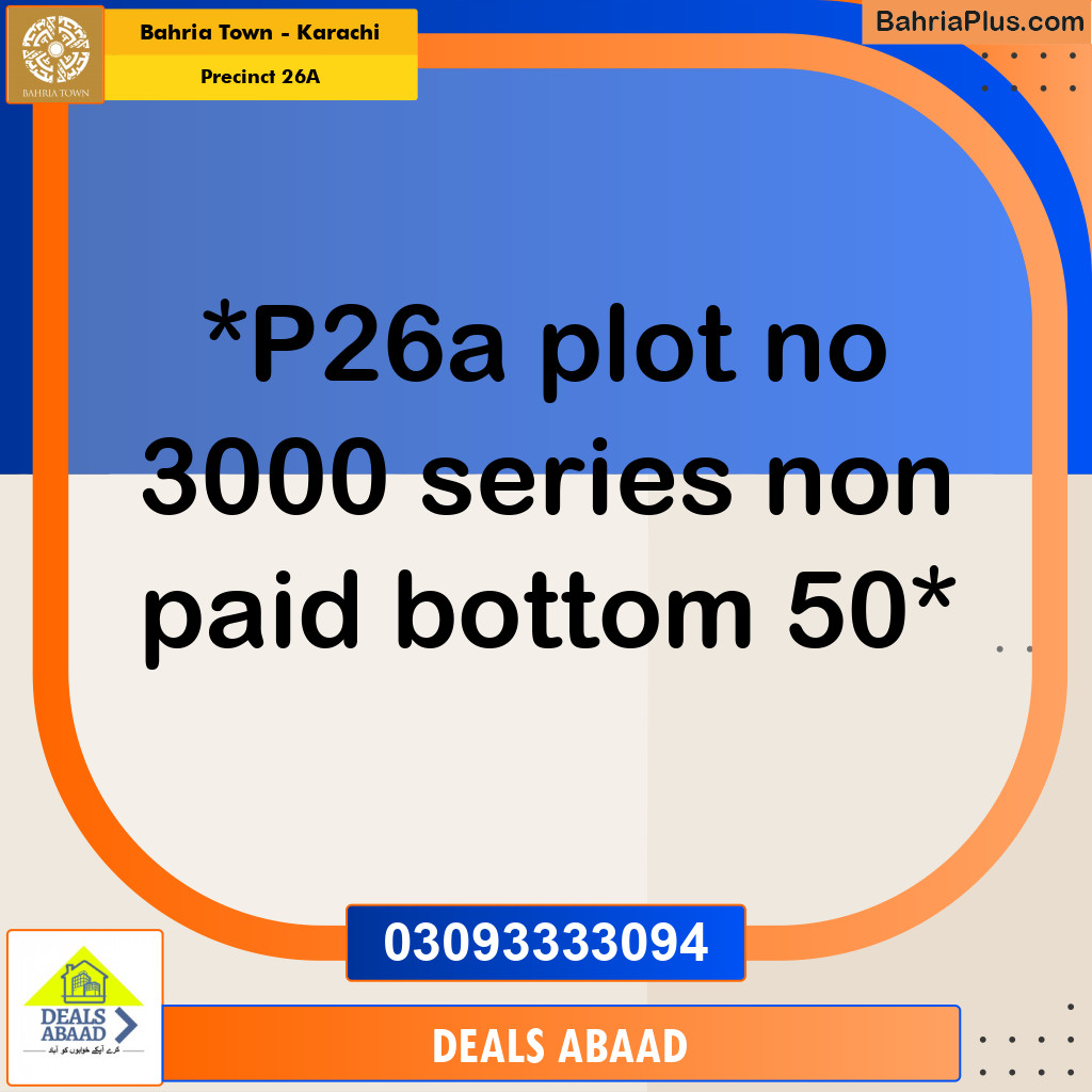125 Sq. Yards Residential Plot for Sale in Precinct 26A -  Bahria Town, Karachi - (BP-157388)
