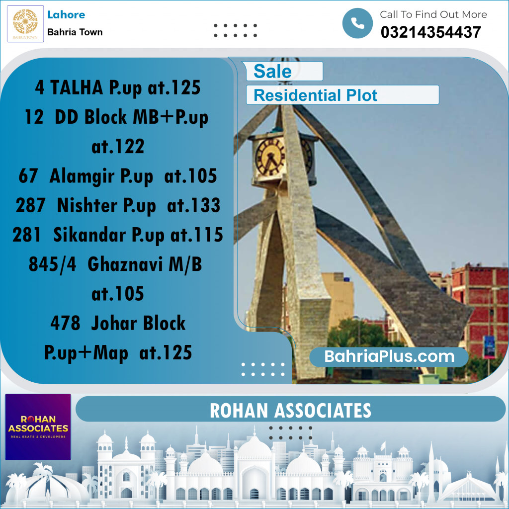 Residential Plot for Sale in Sector F - Talha Block -  Bahria Town, Lahore - (BP-157407)