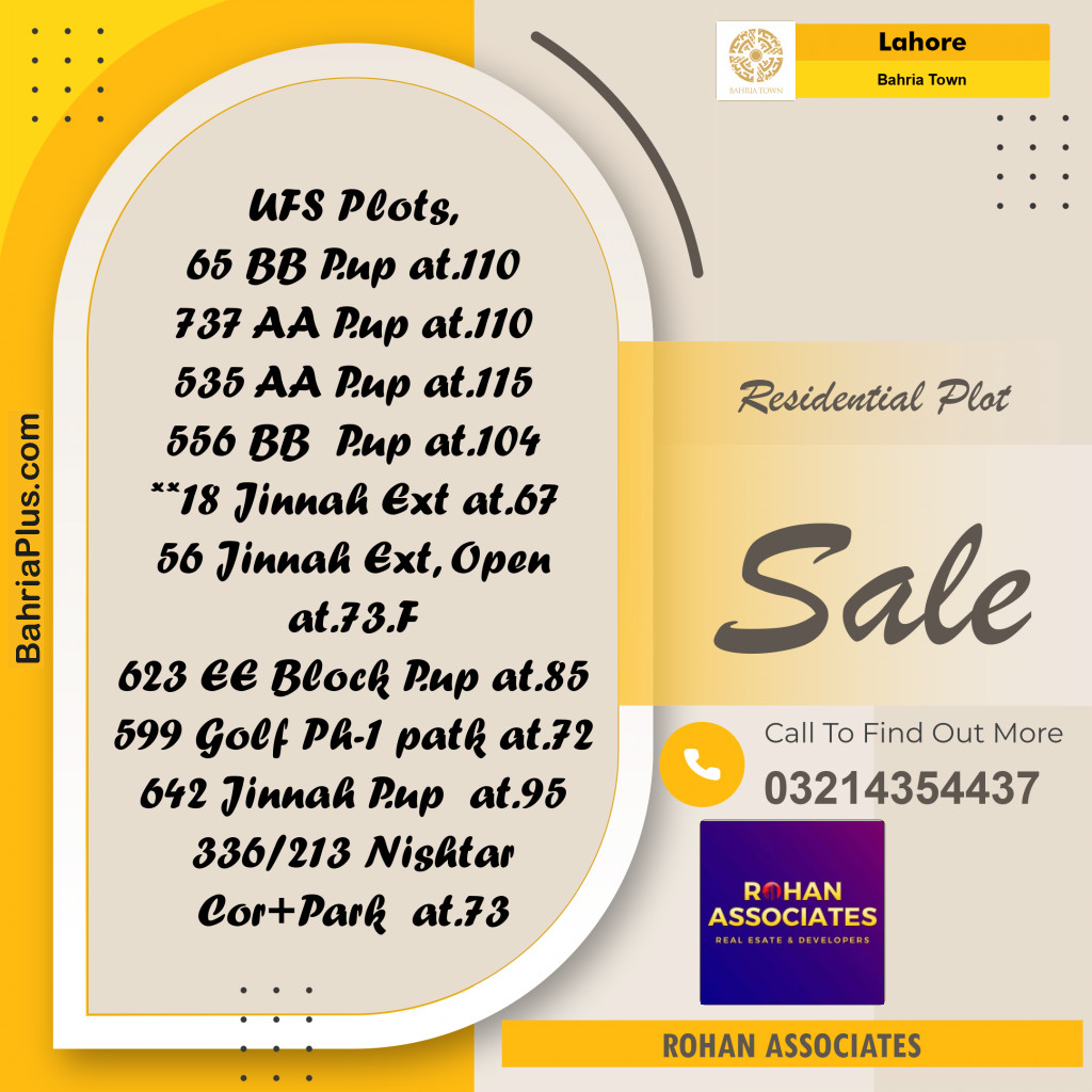 Residential Plot for Sale in Bahria Town, Lahore - (BP-157412)