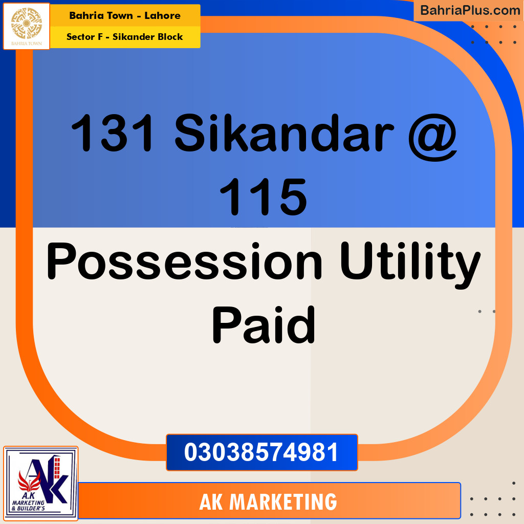 Residential Plot for Sale in Sector F - Sikander Block -  Bahria Town, Lahore - (BP-157422)