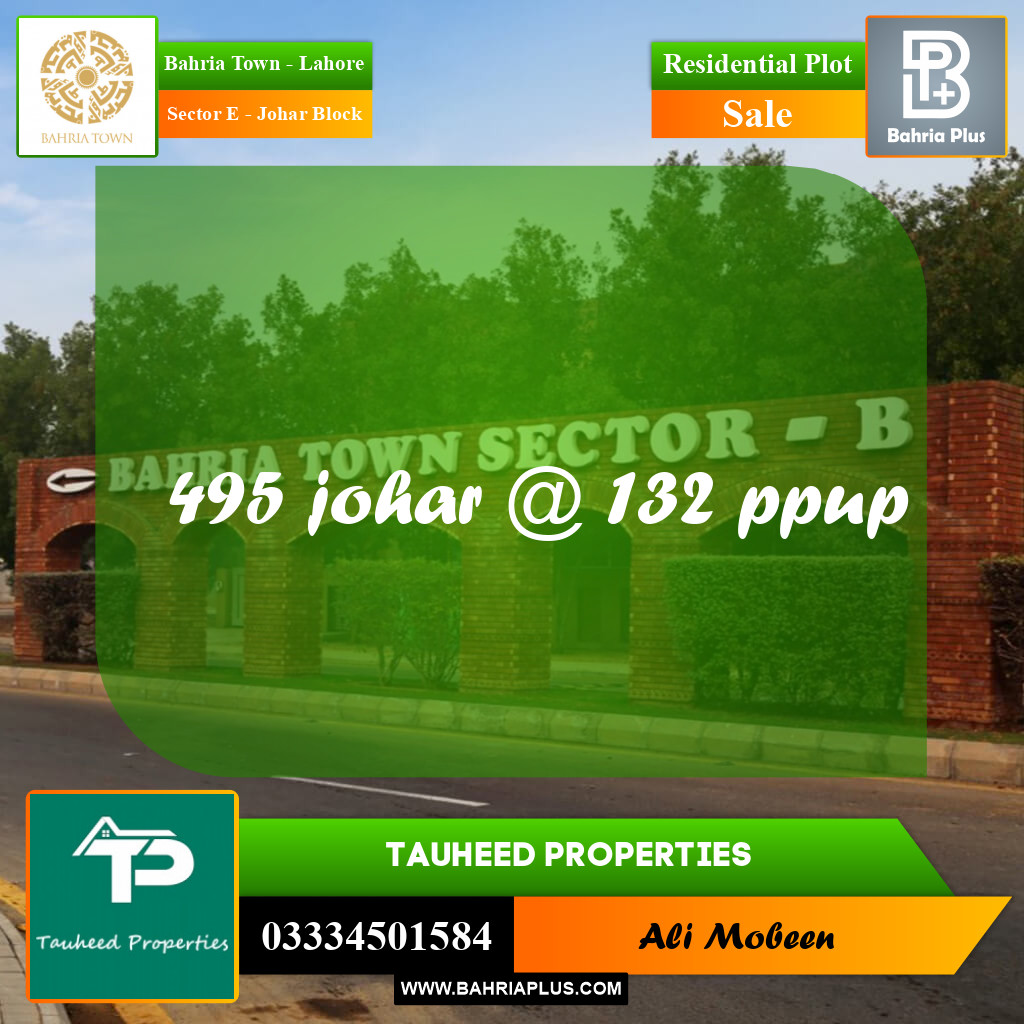 Residential Plot for Sale in Sector E - Johar Block -  Bahria Town, Lahore - (BP-157423)