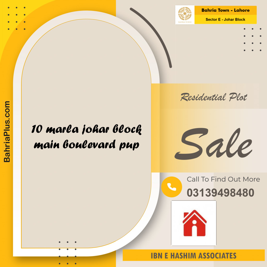 Residential Plot for Sale in Sector E - Johar Block -  Bahria Town, Lahore - (BP-157438)
