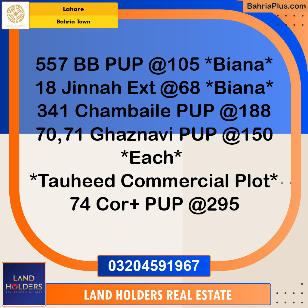 Residential Plot for Sale in Sector D - BB Block -  Bahria Town, Lahore - (BP-157474)
