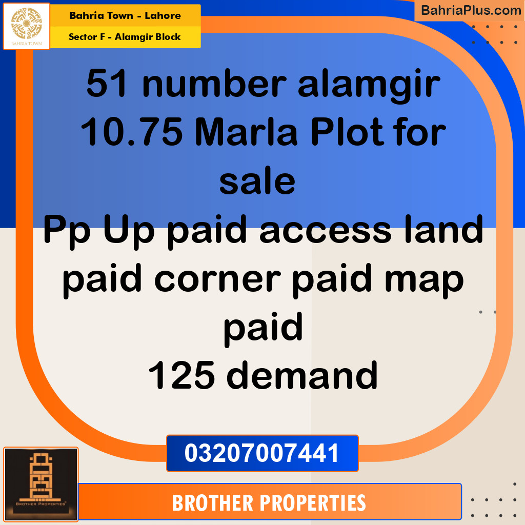 Residential Plot for Sale in Sector F - Alamgir Block -  Bahria Town, Lahore - (BP-157485)