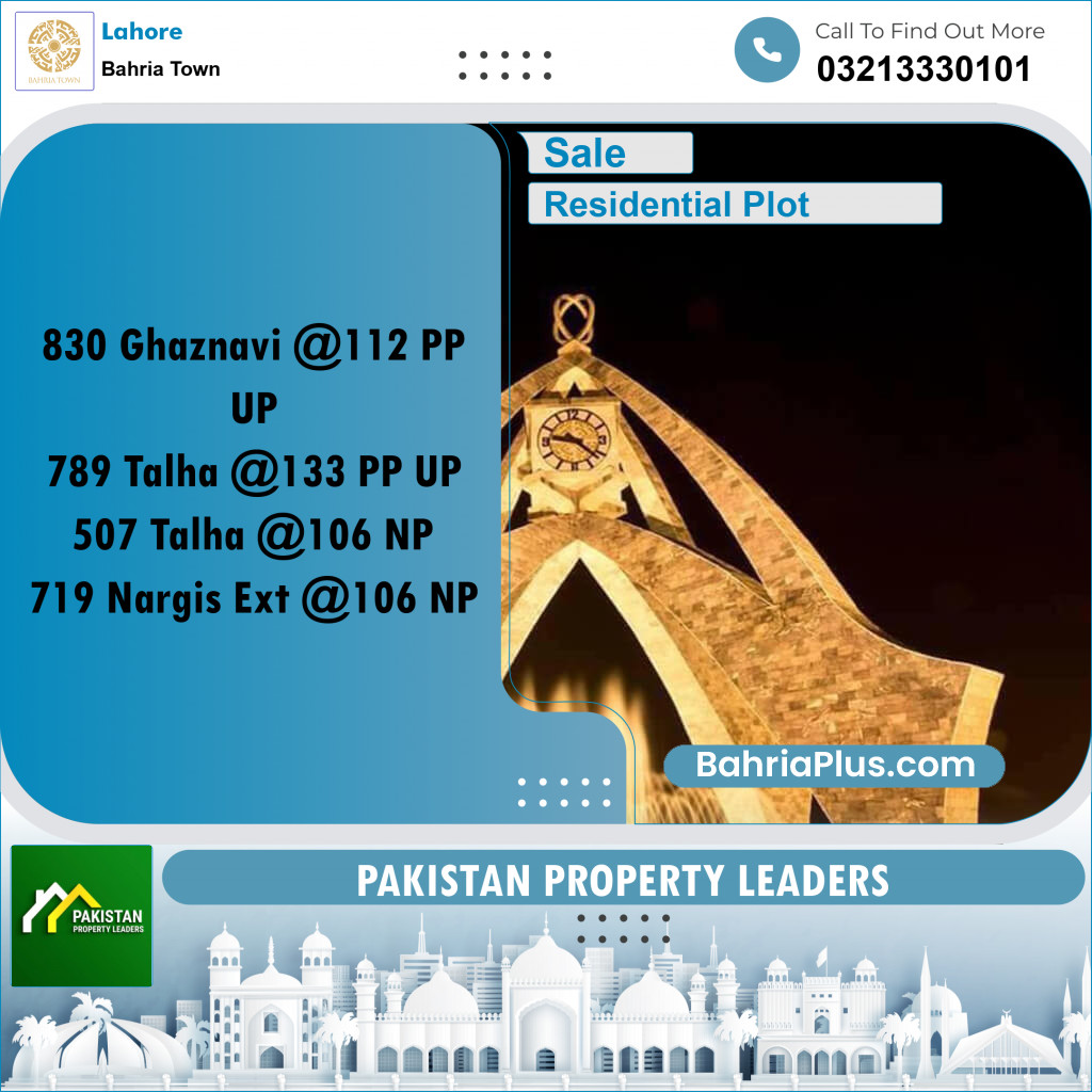 Residential Plot for Sale in Sector F - Ghaznavi Block -  Bahria Town, Lahore - (BP-157522)