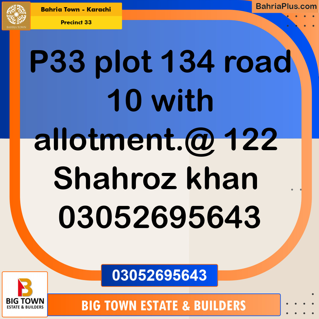 Residential Plot for Sale in Precinct 33 -  Bahria Town, Karachi - (BP-157531)