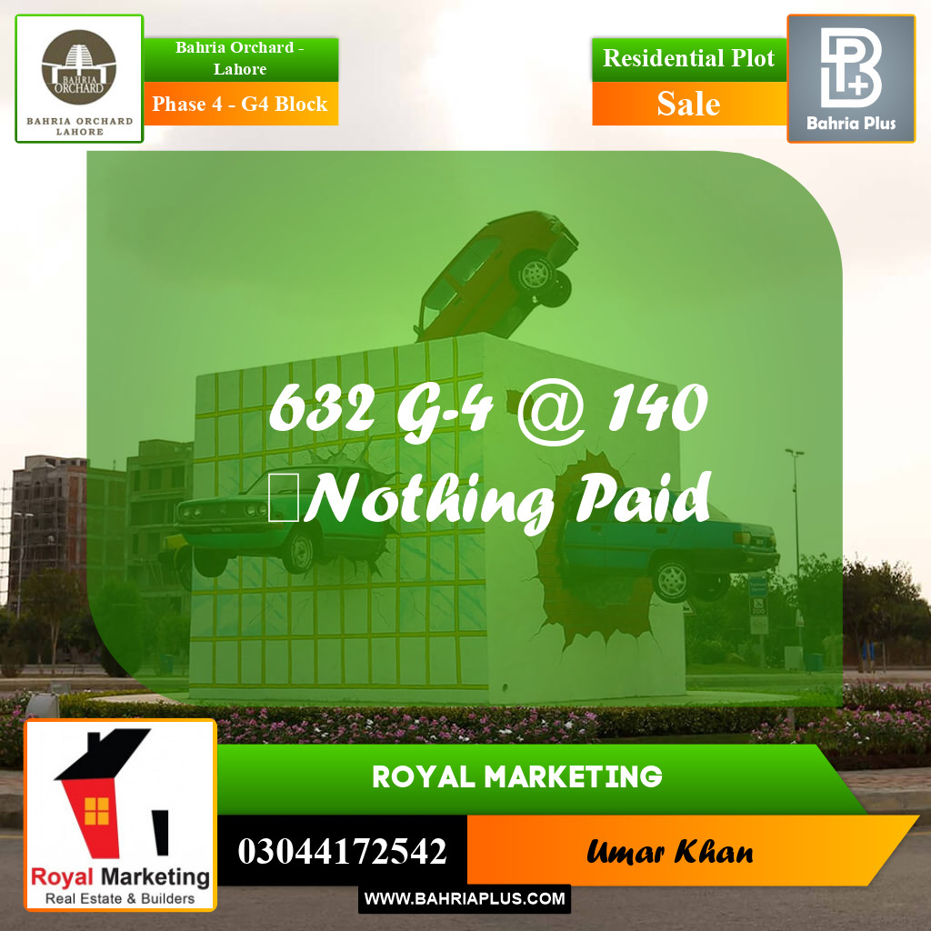 Residential Plot for Sale in Phase 4 - G4 Block -  Bahria Orchard, Lahore - (BP-157546)