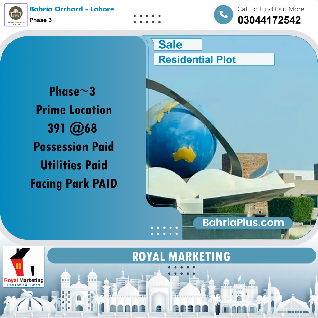 Residential Plot for Sale in Phase 3 -  Bahria Orchard, Lahore - (BP-157551)