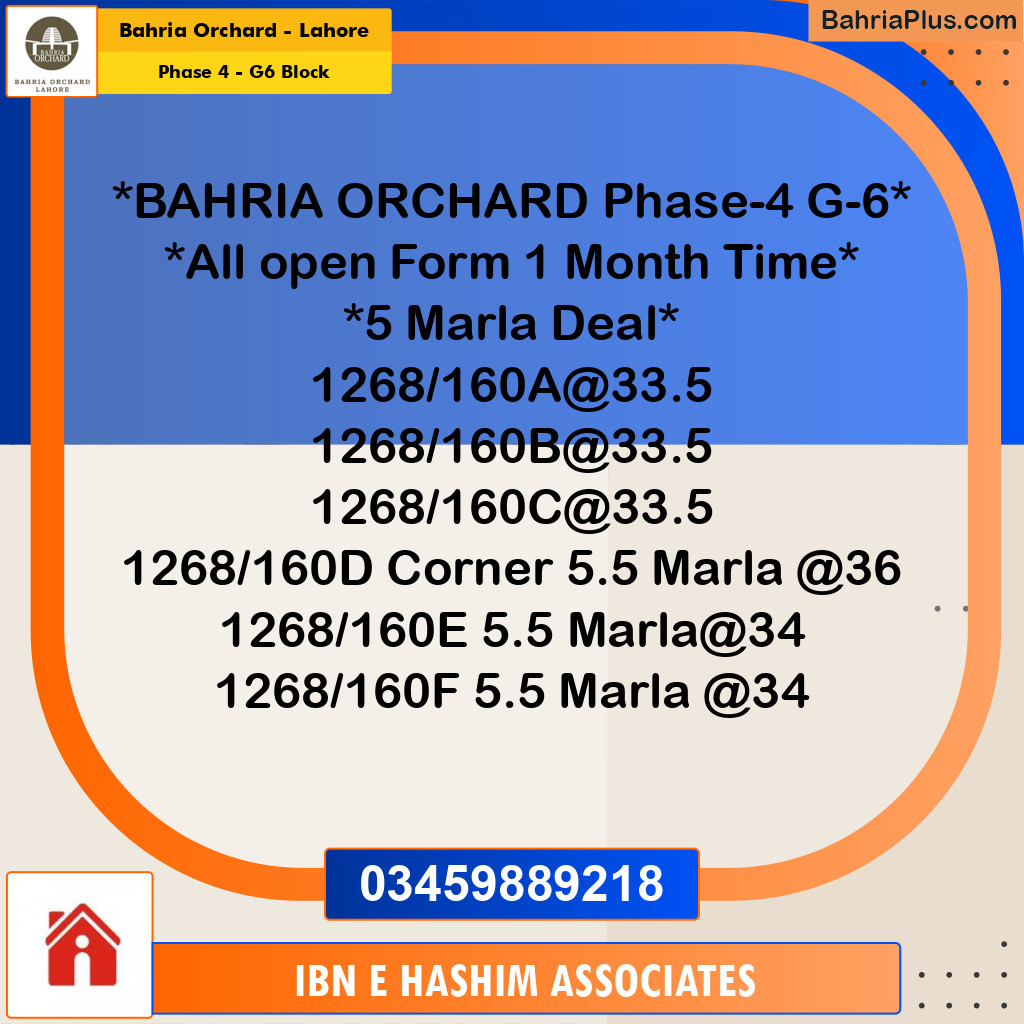 Residential Plot for Sale in Phase 4 - G6 Block -  Bahria Orchard, Lahore - (BP-157556)