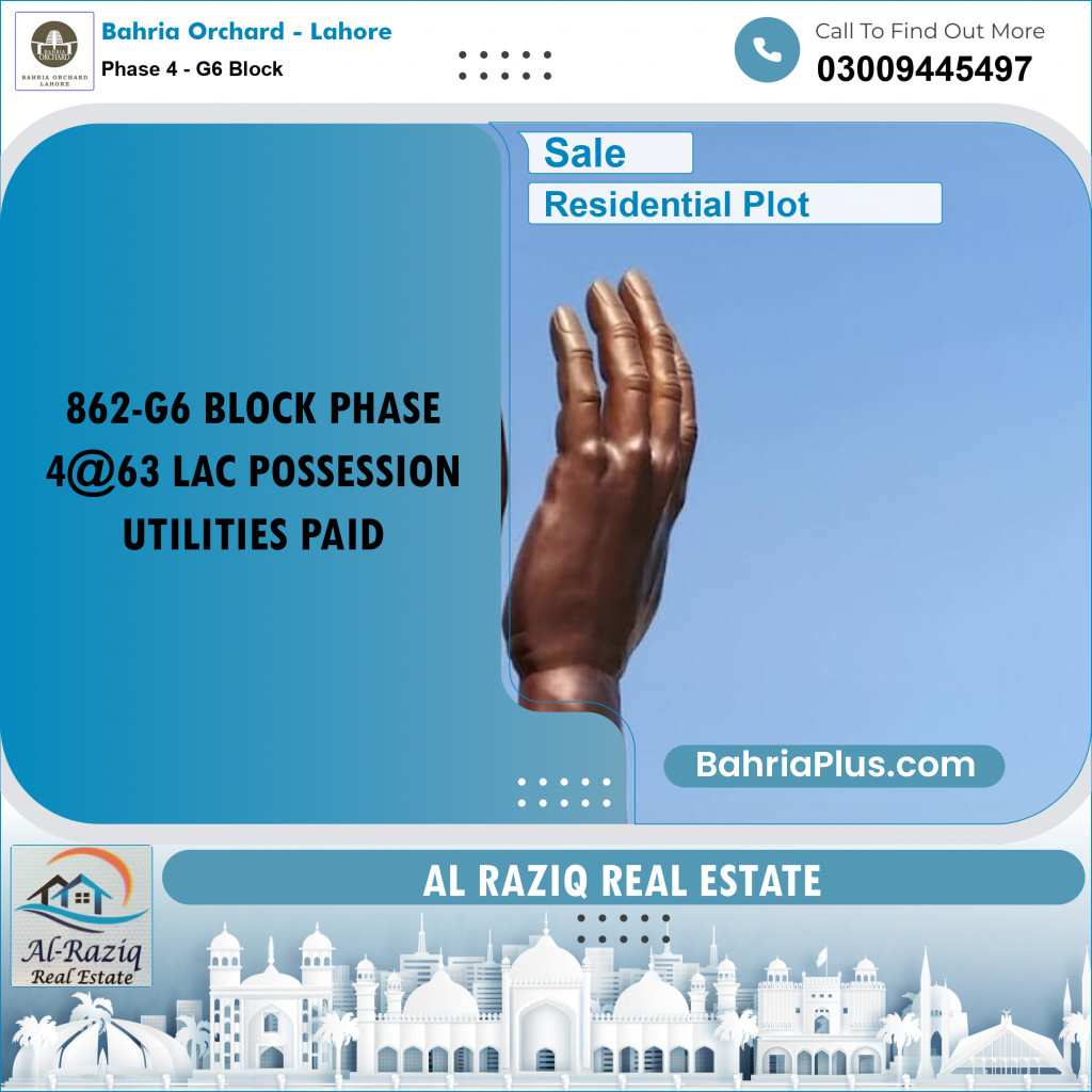 Residential Plot for Sale in Phase 4 - G6 Block -  Bahria Orchard, Lahore - (BP-157560)