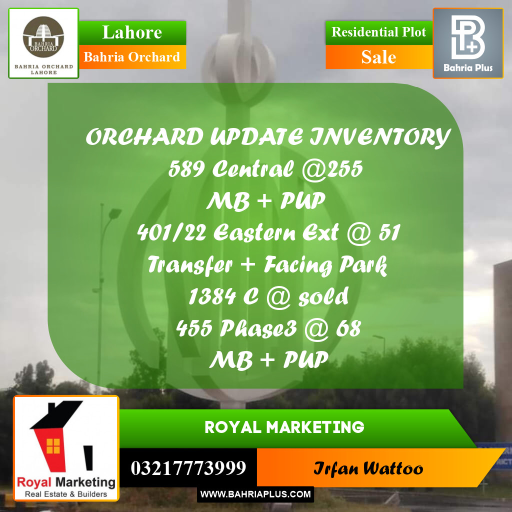 Residential Plot for Sale in Bahria Orchard, Lahore - (BP-157580)