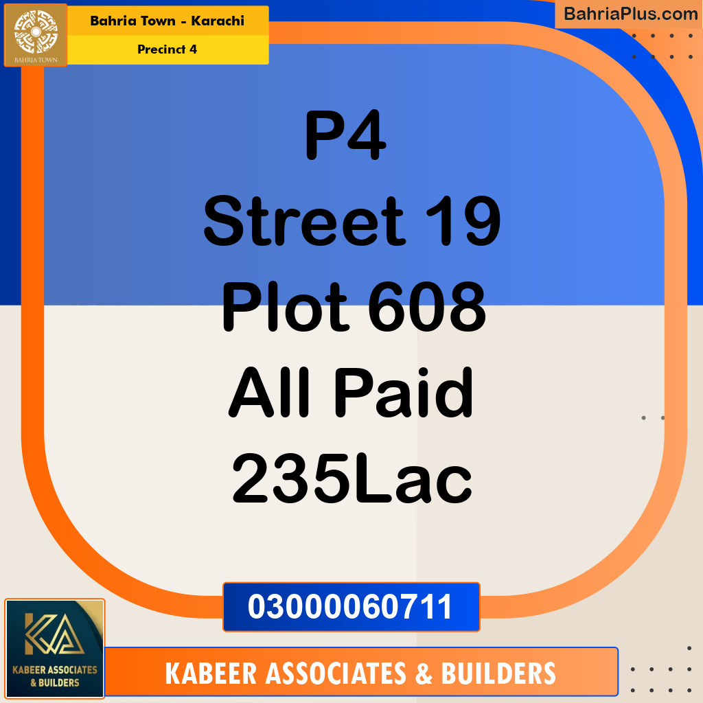 500 Sq. Yards Residential Plot for Sale in Precinct 4 -  Bahria Town, Karachi - (BP-157589)