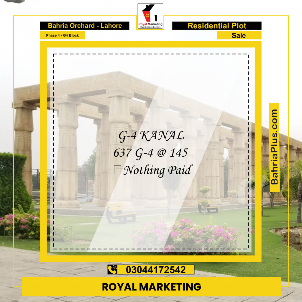 Residential Plot for Sale in Phase 4 - G4 Block -  Bahria Orchard, Lahore - (BP-157593)