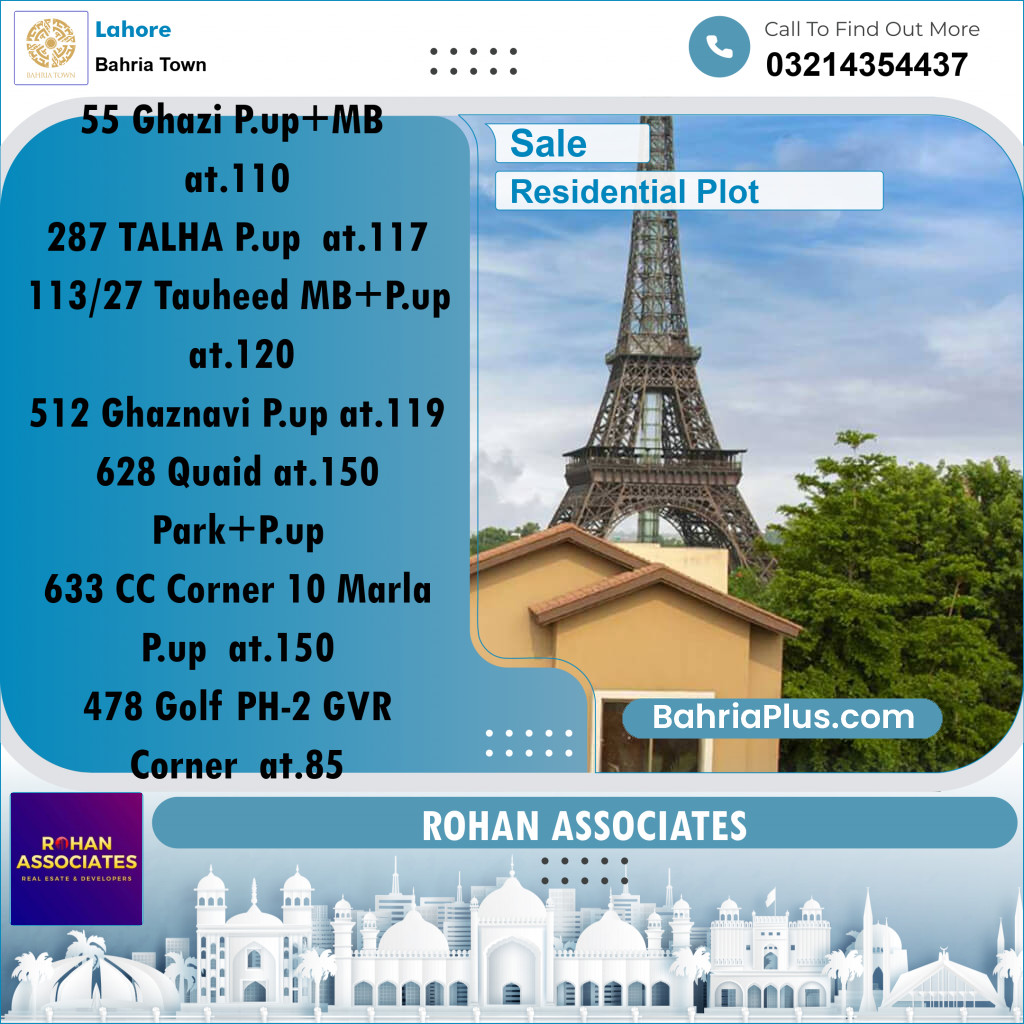 Residential Plot for Sale in Sector F - Ghazi Block -  Bahria Town, Lahore - (BP-157601)