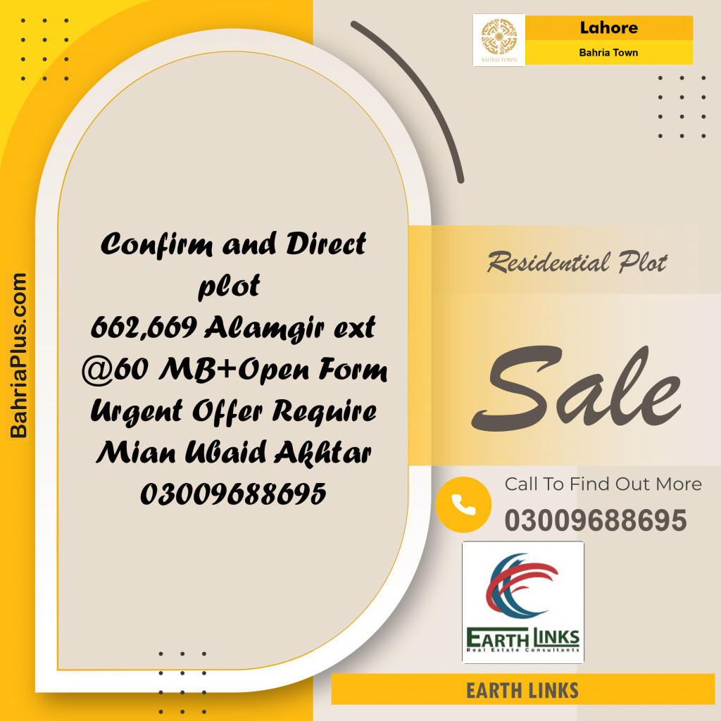 Residential Plot for Sale in Bahria Town, Lahore - (BP-157637)