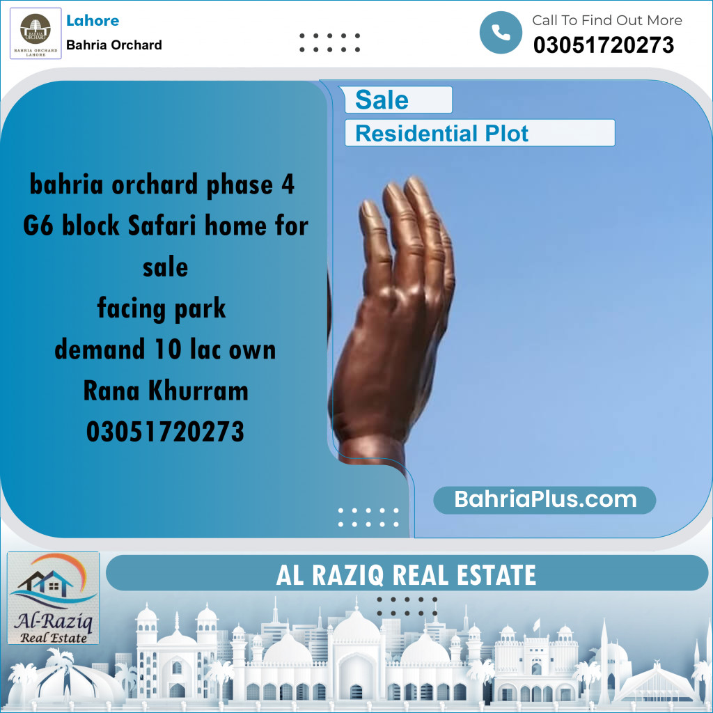Residential Plot for Sale in Phase 4 - Safari Villas -  Bahria Orchard, Lahore - (BP-157650)