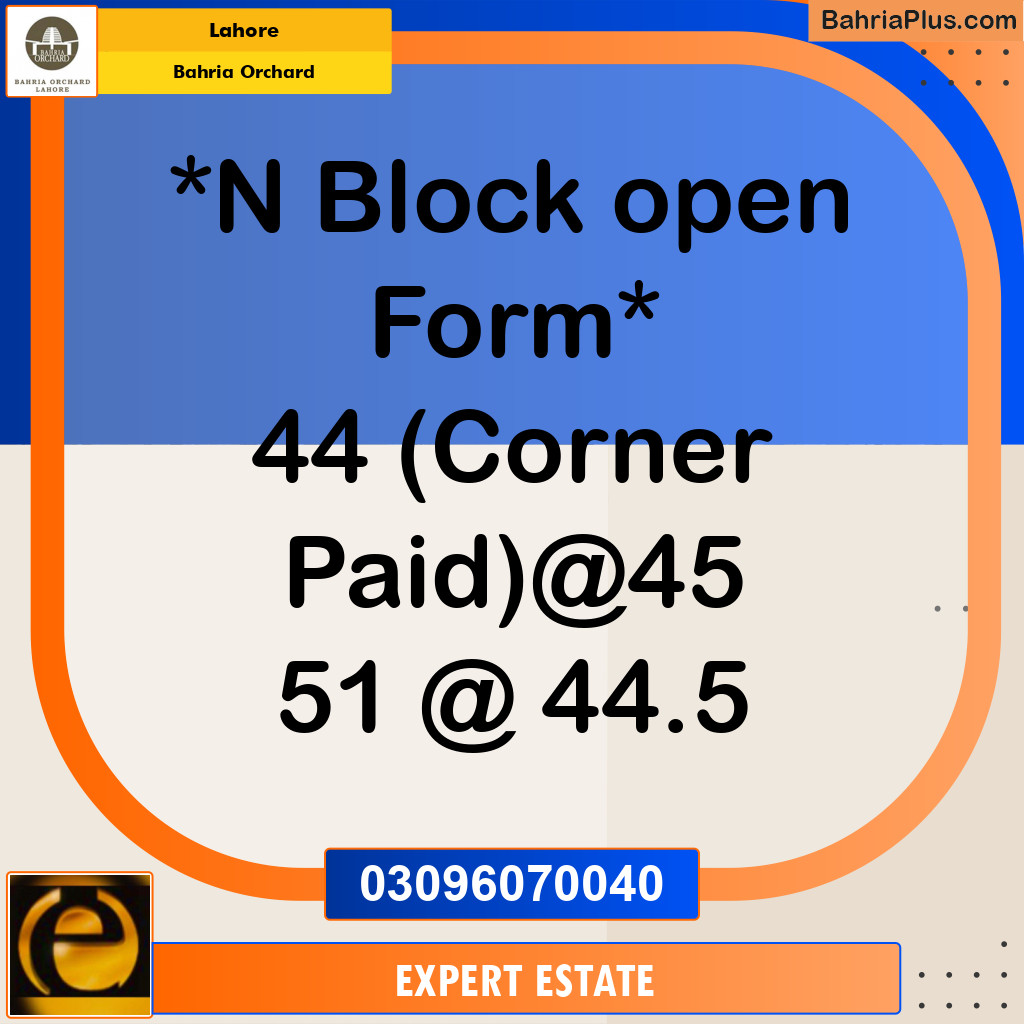 Residential Plot for Sale in Bahria Orchard, Lahore - (BP-157714)