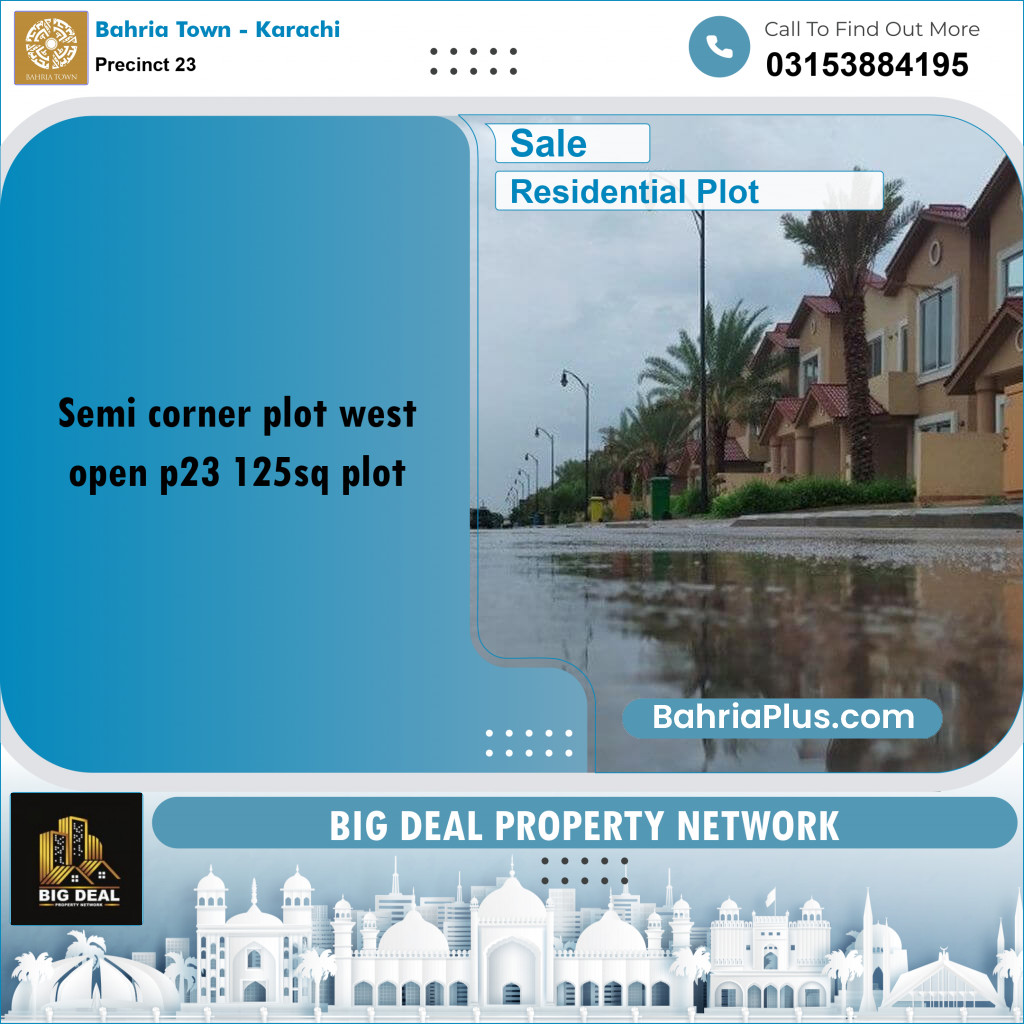 125 Sq. Yards Residential Plot for Sale in Precinct 23 -  Bahria Town, Karachi - (BP-157723)
