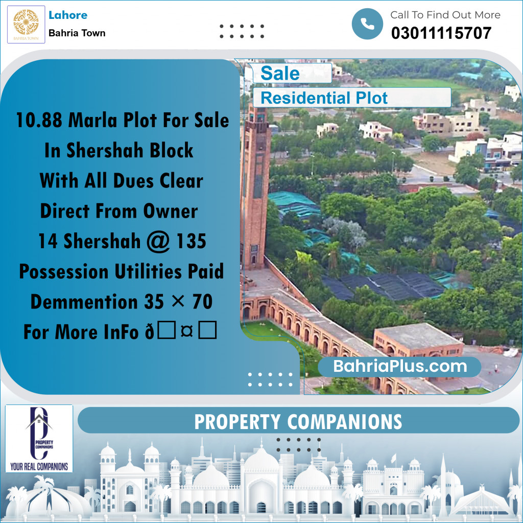 Residential Plot for Sale in Bahria Town, Lahore - (BP-157735)