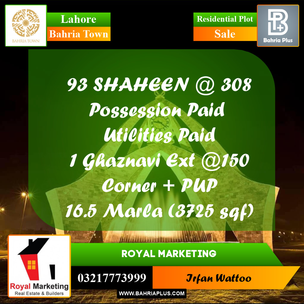 Residential Plot for Sale in Bahria Town, Lahore - (BP-157757)