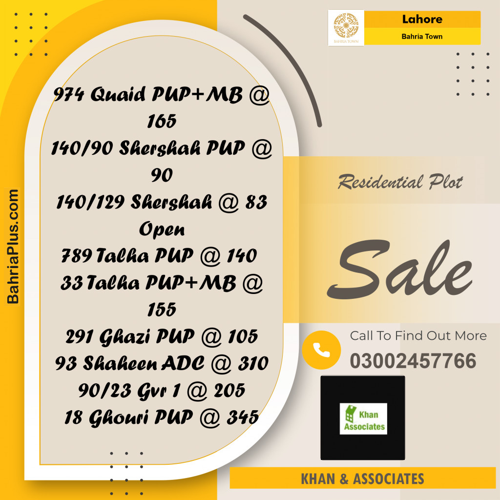 Residential Plot for Sale in Bahria Town, Lahore - (BP-157760)