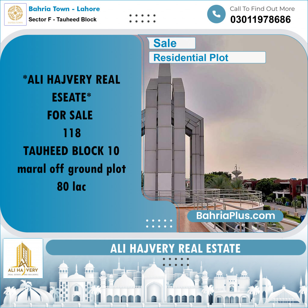 Residential Plot for Sale in Sector F - Tauheed Block -  Bahria Town, Lahore - (BP-157768)