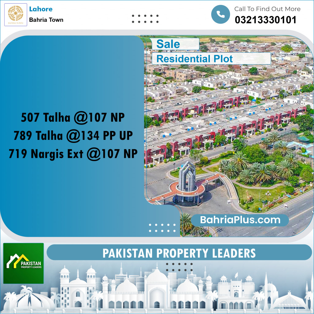 Residential Plot for Sale in Sector F - Talha Block -  Bahria Town, Lahore - (BP-157774)