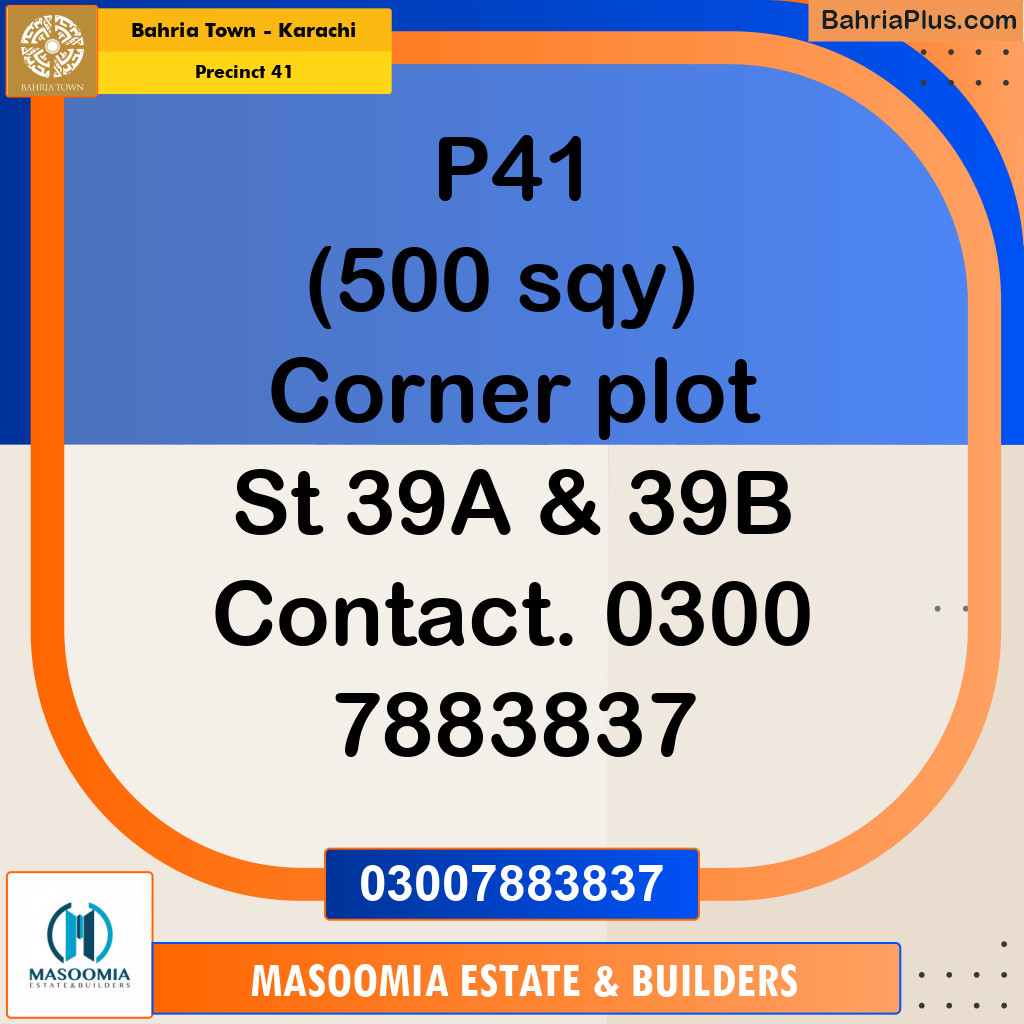 500 Sq. Yards Residential Plot for Sale in Precinct 41 -  Bahria Town, Karachi - (BP-157889)