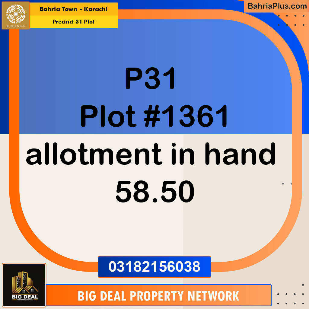 Residential Plot for Sale in Precinct 31 Plot -  Bahria Town, Karachi - (BP-157902)