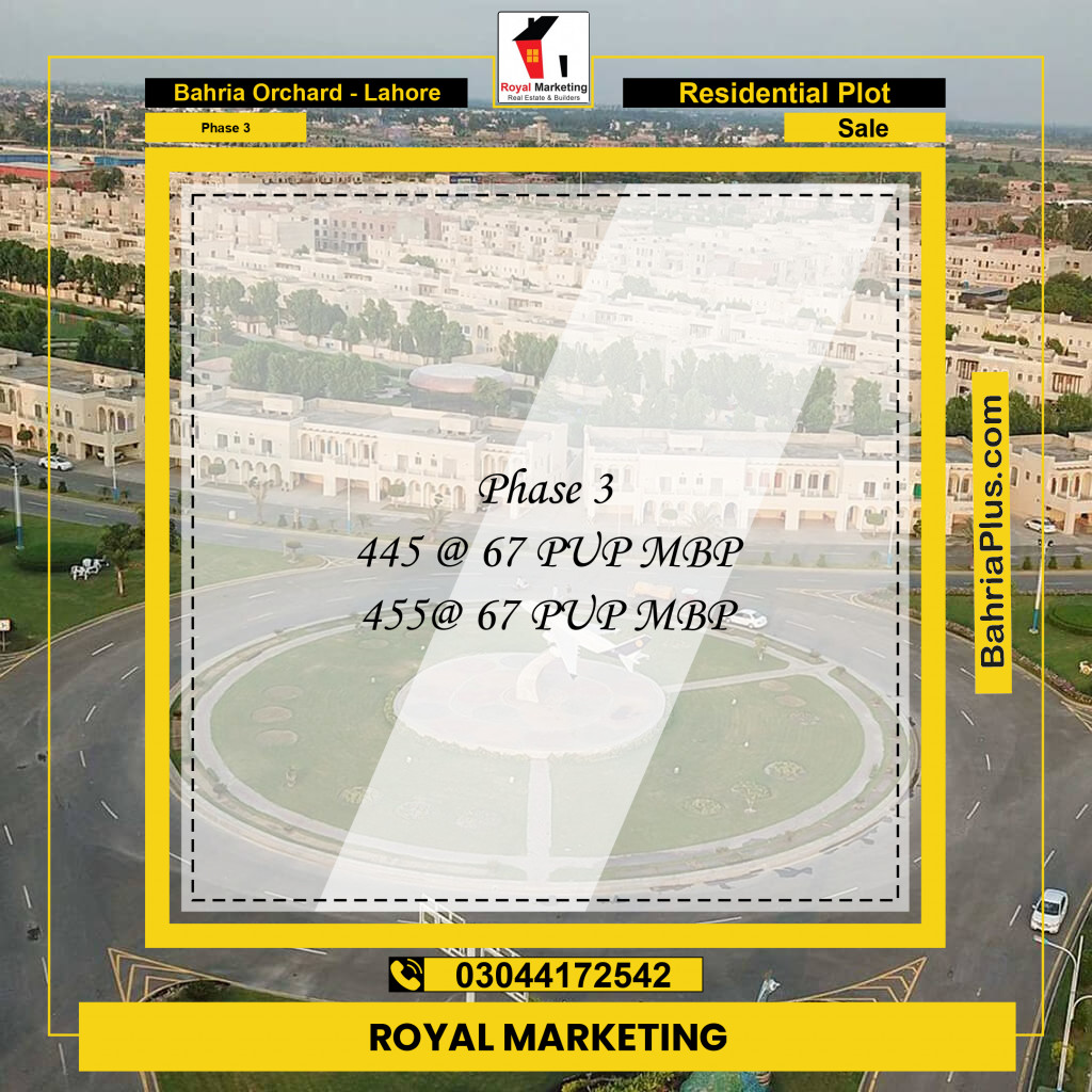 Residential Plot for Sale in Phase 3 -  Bahria Orchard, Lahore - (BP-157926)