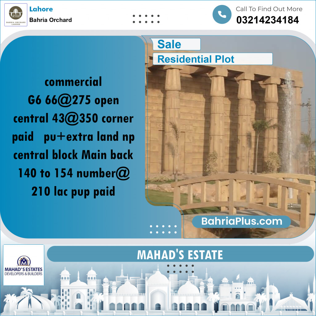 Residential Plot for Sale in Bahria Orchard, Lahore - (BP-157943)