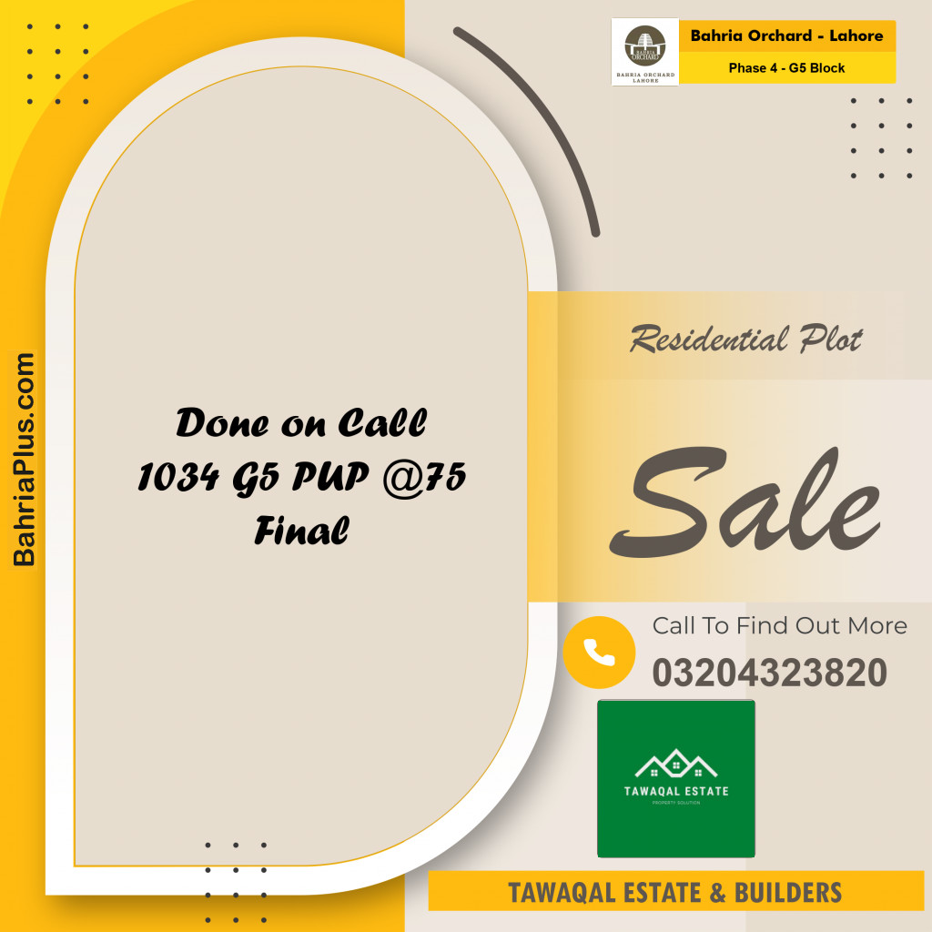 Residential Plot for Sale in Phase 4 - G5 Block -  Bahria Orchard, Lahore - (BP-157957)