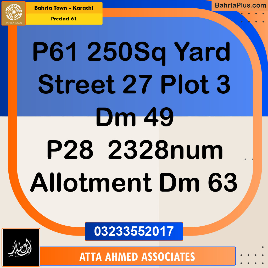125 Sq. Yards Residential Plot for Sale in Precinct 61 -  Bahria Town, Karachi - (BP-157972)